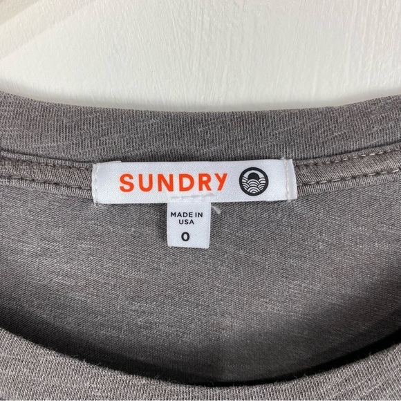 Sundry Cinched Side 3/4 Length Sleeve Pullover Mini Dress Casual‎ Gray Size 0 - Picture 3 of 5